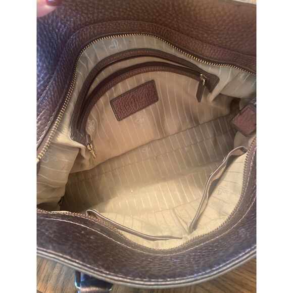 Cole Haan Metallic Leather Satchel Handbag With Shoulder Strap zip closure - Picture 4 of 9